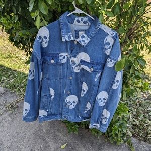 Skull jean jacket NWOT